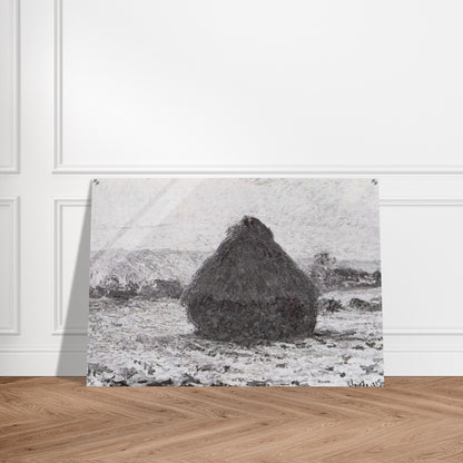Grainstack in the Sunlight, Snow Effect - claude monet Acrylic Print - 70x100 cm / 28x40″ inches | claude monet Wall Art | claude monet Prints