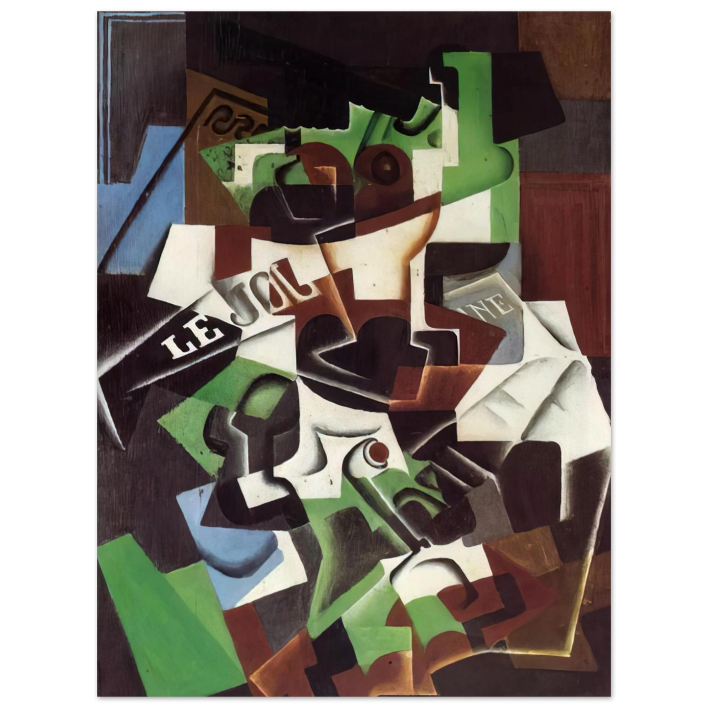 Juan Gris - FRUIT BOWL PIPE AND NEWSPAPER  75x100 cm / 30x40inches Fine Art Poster