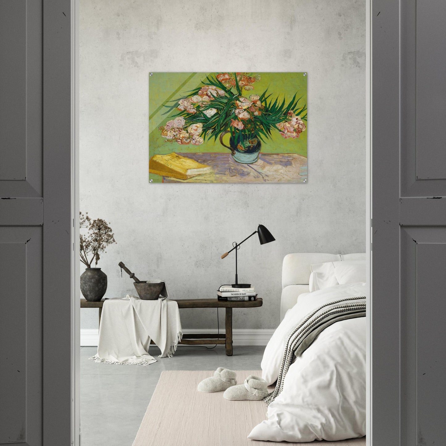 Oleanders and Books - Vincent van Gogh Acrylic Print - 70x100 cm / 28x40″ inches