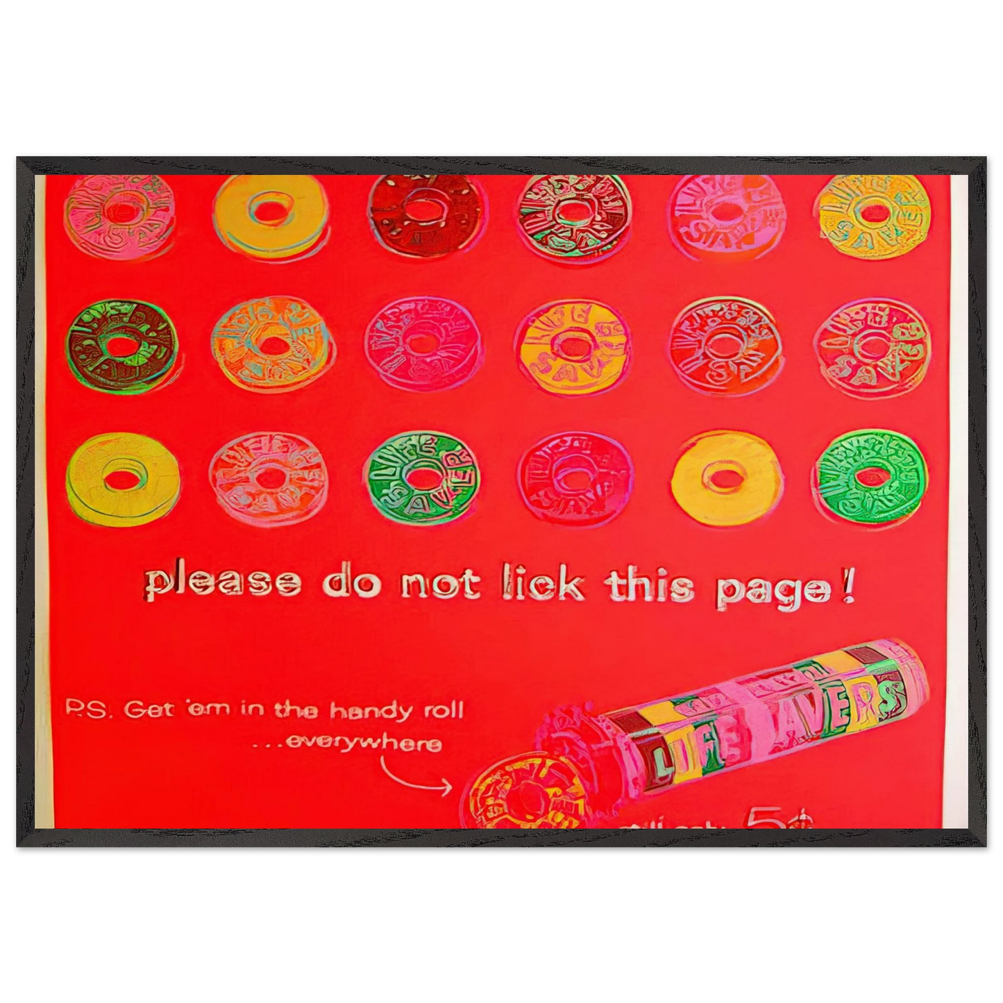 Life Savers - Andy Warhol 70x100 cm / 28x40 inches Framed Art Print – Black Wooden Frame