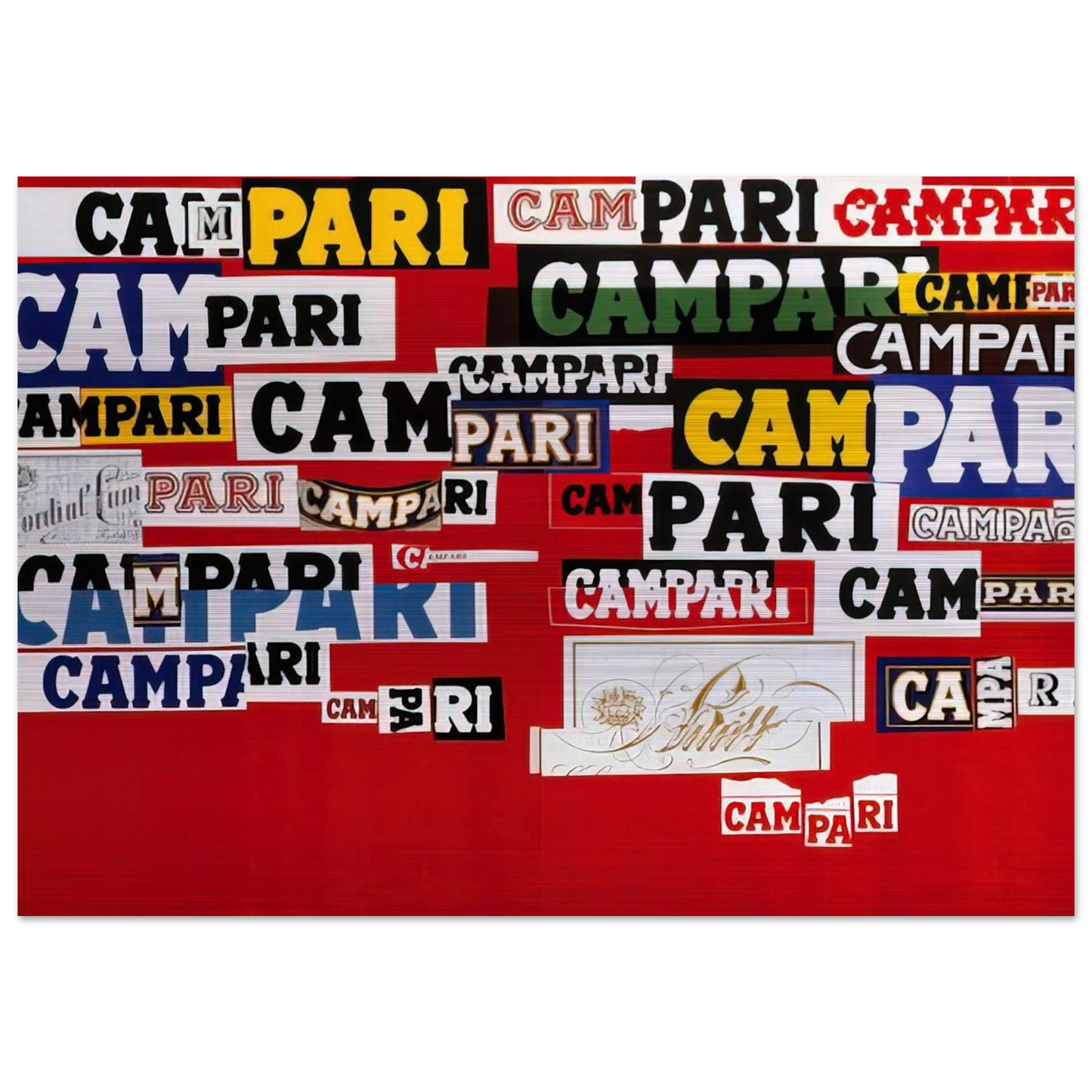 Campari - 1965 - Bruno Munari Brushed Aluminum Print - 70x100 cm / 28x40 inches | Bruno Munari Aluminum Print | Bruno Munari Prints