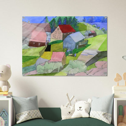Häuser im Schwarzwald - Naïve Art Primitivism - Johannes Itten Acrylic Print - 70x100 cm / 28x40″ inches