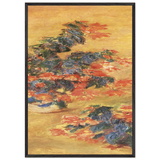 Red azaleas in a Pot - claude monet 70x100 cm / 28x40 inches Framed Art Print – Black Wooden Frame