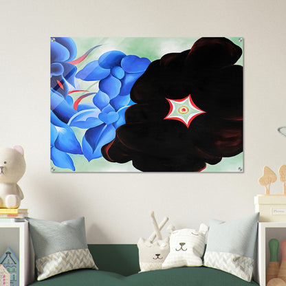 Black Hollyhock - Blue Larkspur - Georgia O'Keeffe Acrylic Print - 70x100 cm / 28x40″ inches