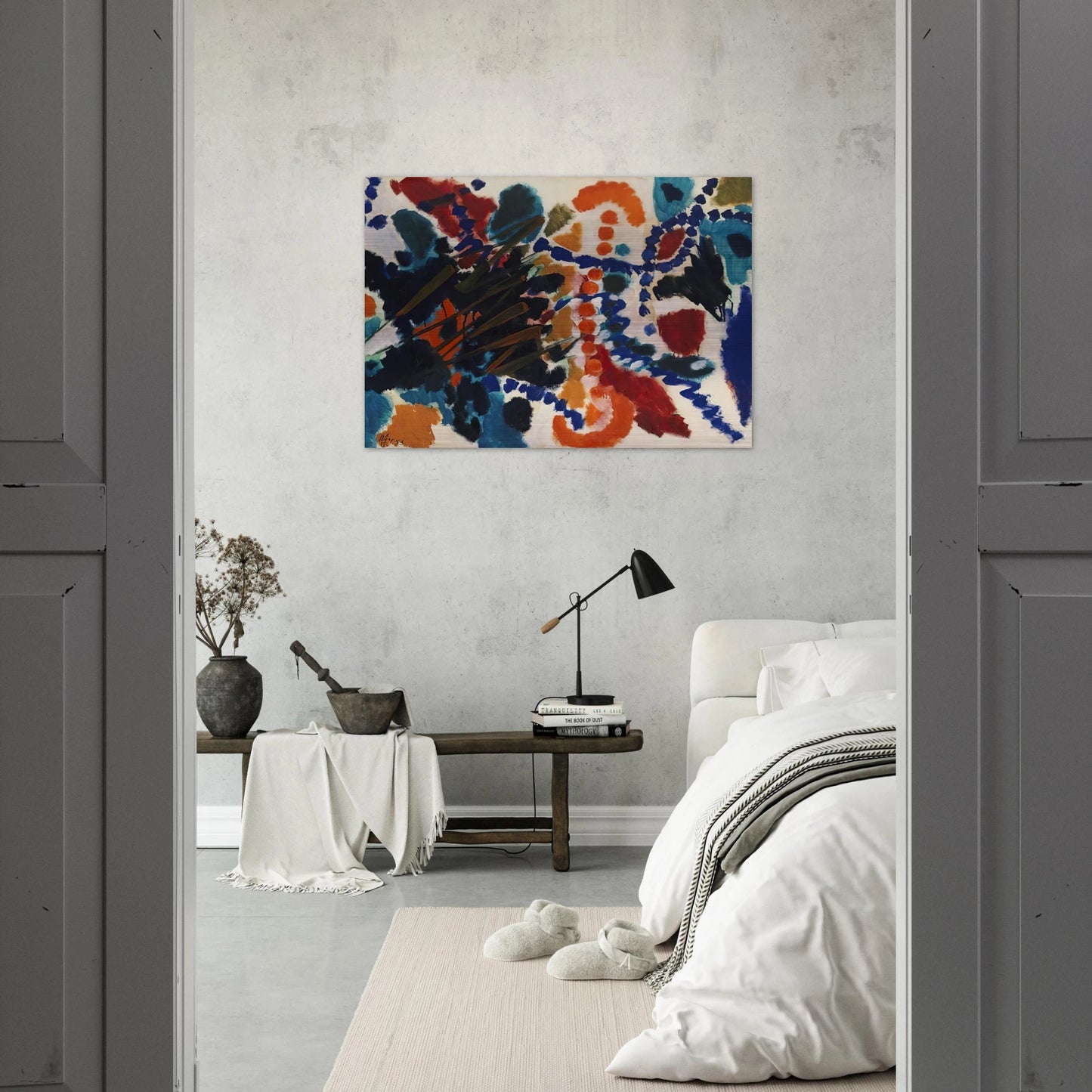Von Goldfarben und Blau - 1953 - Ernst Wilhelm Nay Brushed Aluminum Print - 70x100 cm / 28x40 inches | Ernst Wilhelm Nay Aluminum Print | Ernst Wilhelm Nay Prints