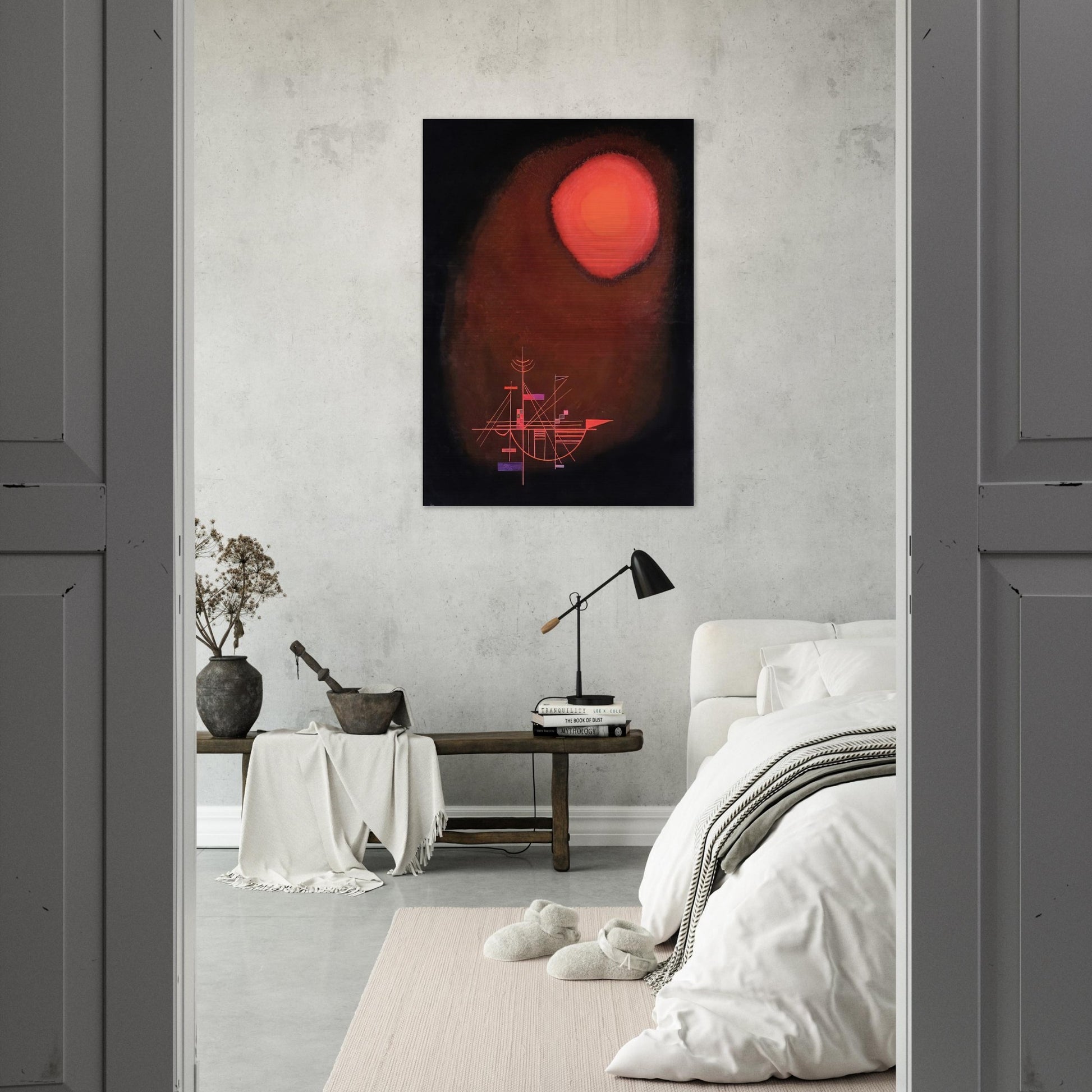 RED SUN AND SHIP - Wassily Kandinsky Brushed Aluminum Print - 70x100 cm / 28x40 inches | Wassily Kandinsky Aluminum Print | Wassily Kandinsky Prints