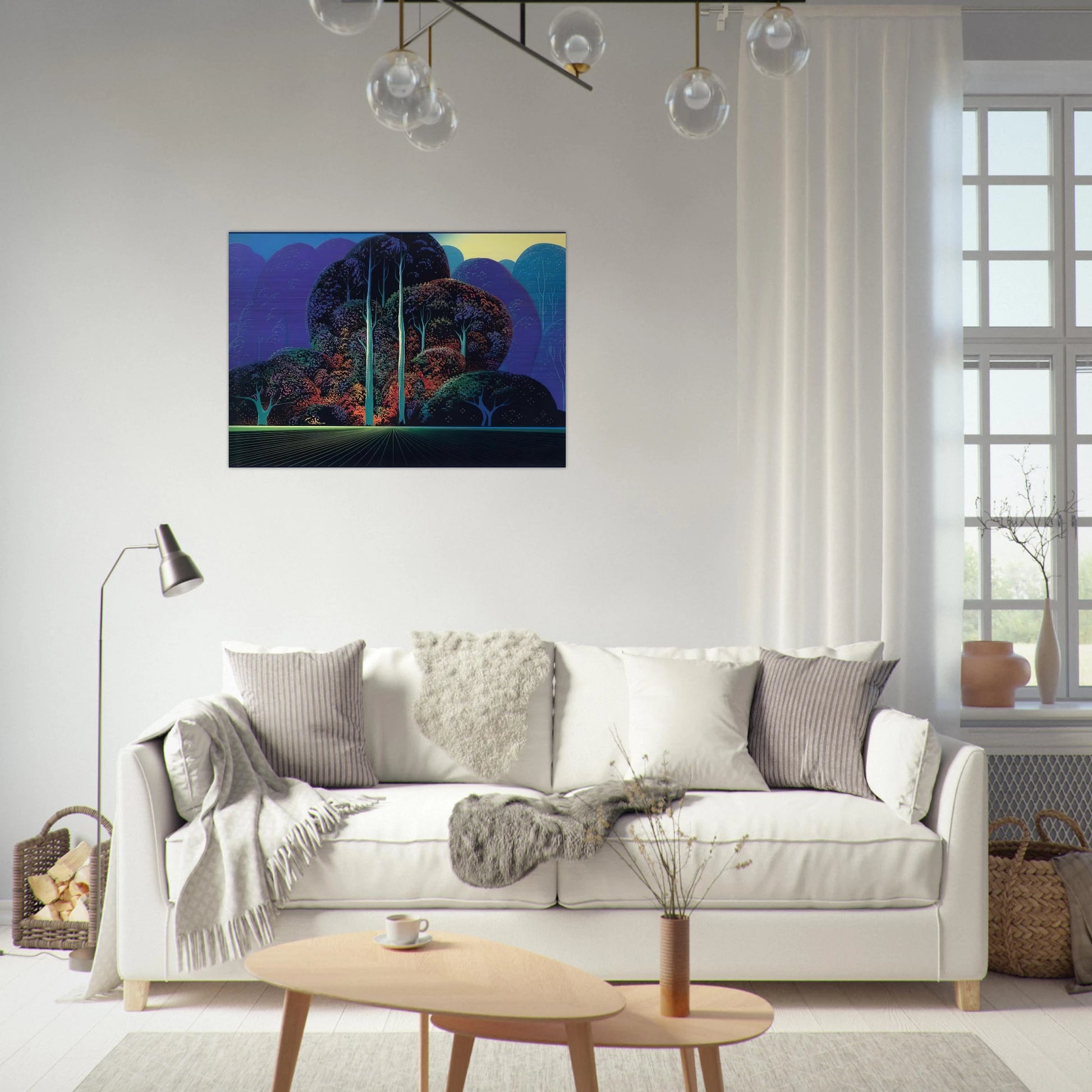Softening Shades of Twilight - Eyvind Earle Brushed Aluminum Print - 70x100 cm / 28x40 inches | Eyvind Earle Aluminum Print | Eyvind Earle Prints