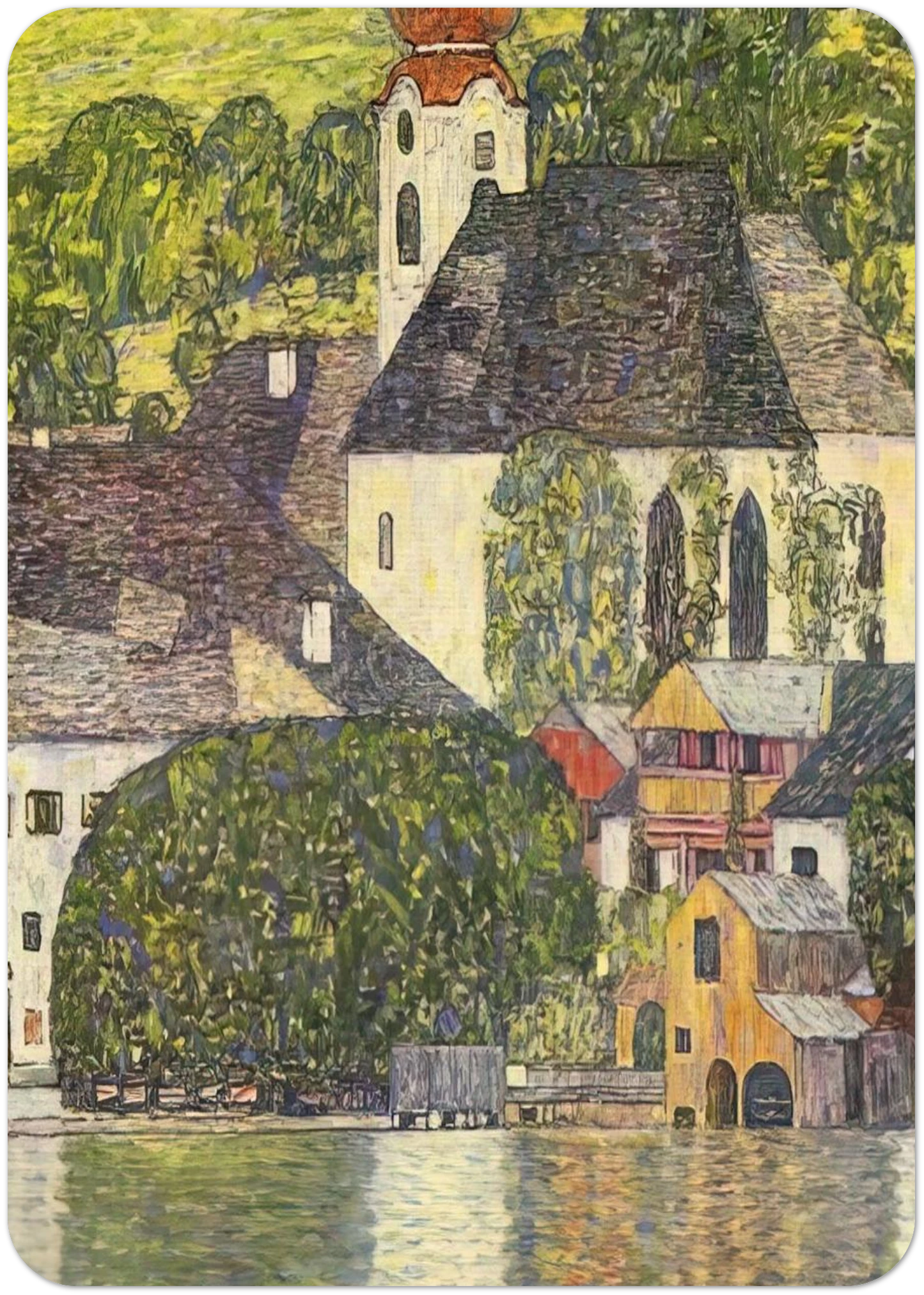 CHRUCH IN UNTERACH ON THE ATTERSEE By Gustav Klimt Pack of 10 Post Cards | Gustav Klimt Post Cards | A6 (10.5 x 14.8 cm) - 4.1 x 5.8 inches