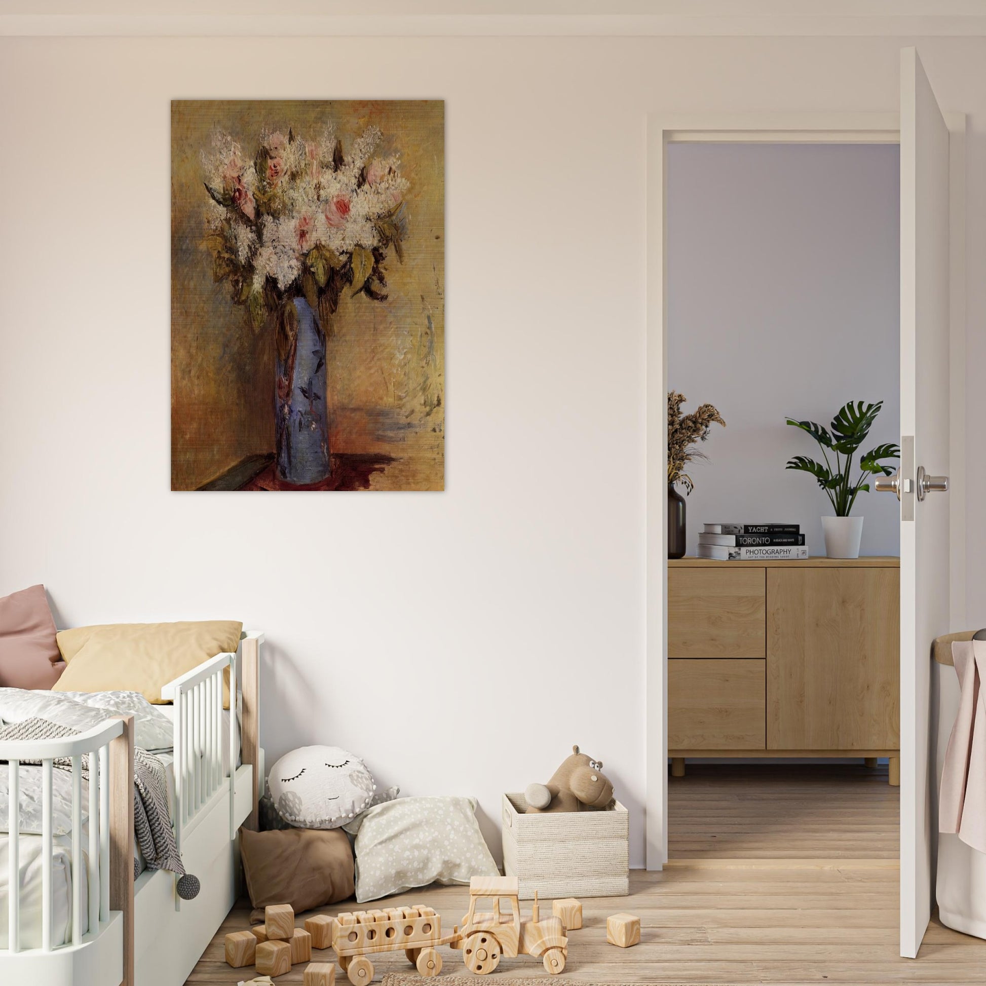 Vase of Lilacs and Roses - Pierre-Auguste Renoir Brushed Aluminum Print - 70x100 cm / 28x40 inches | Pierre-Auguste Renoir Aluminum Print | Pierre-Auguste Renoir Prints