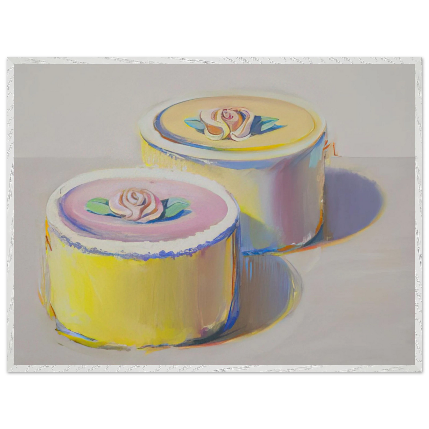 Wayne Thiebaud - Rosebud Cakes - 1995 Wall Art - 60x80 cm / 24x32 inches - Fine Art Poster - -