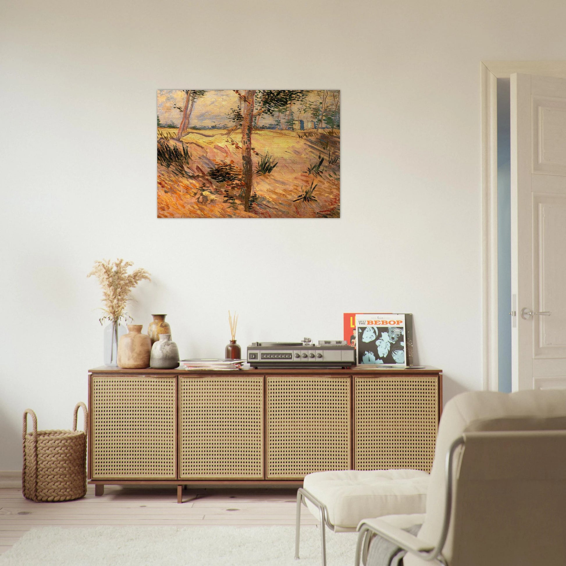 Trees in a Field on a Sunny Day - Vincent van Gogh Brushed Aluminum Print - 70x100 cm / 28x40 inches | Vincent van Gogh Aluminum Print | Vincent van Gogh Prints