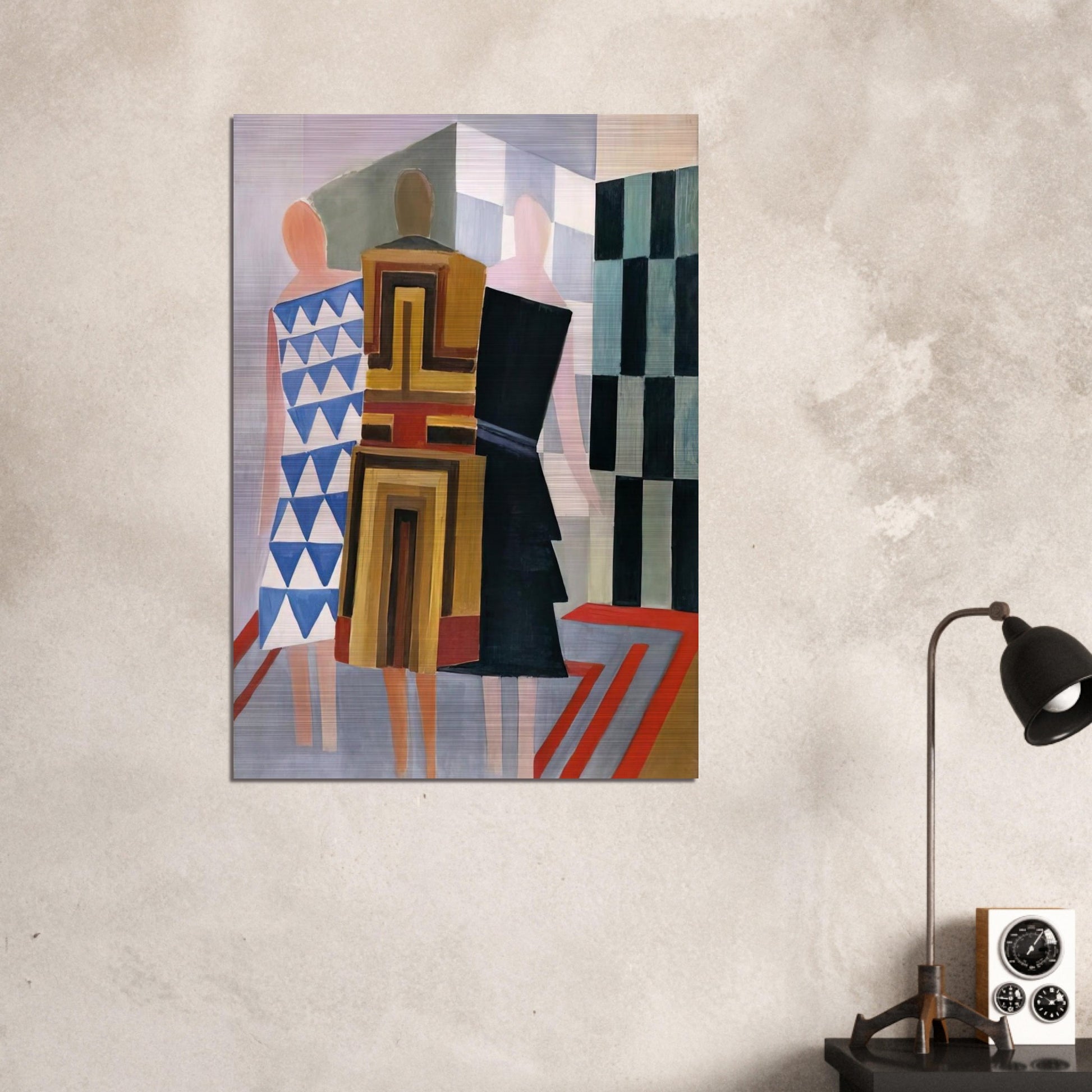 SIMULTANEOUS DRESSES THREE WOMEN FORMS COLOURS 1925 - Sonia Delaunay Brushed Aluminum Print - 70x100 cm / 28x40 inches | Sonia Delaunay Aluminum Print | Sonia Delaunay Prints