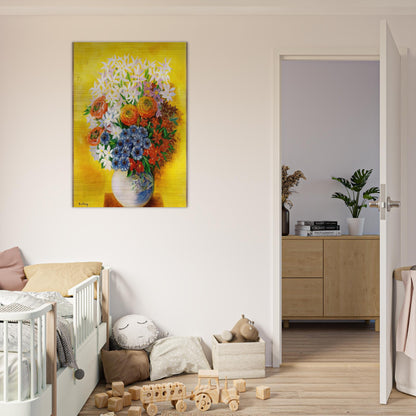BOUQUET OF VARIOUS FLOWERS - Moise Kisling Brushed Aluminum Print - 70x100 cm / 28x40 inches | Moise Kisling Aluminum Print | Moise Kisling Prints