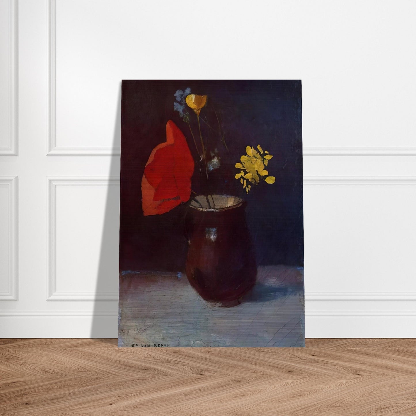 PITCHER OF FLOWERS - Odilon Redon Brushed Aluminum Print - 70x100 cm / 28x40 inches | Odilon Redon Aluminum Print | Odilon Redon Prints