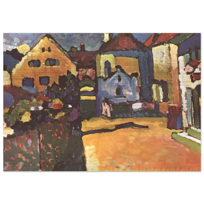 GRUNGASSE IN MURNAU 1909 - Wassily Kandinsky Brushed Aluminum Print - 70x100 cm / 28x40 inches | Wassily Kandinsky Aluminum Print | Wassily Kandinsky Prints