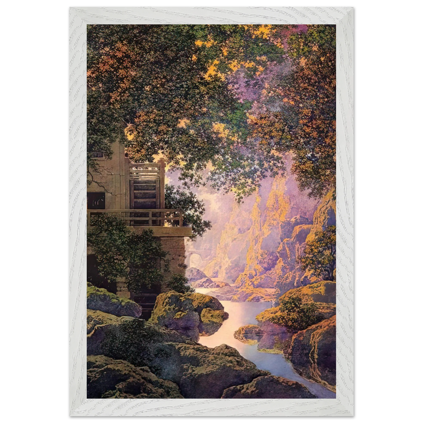 Maxfield Parrish - The Old Glen Mill Large Wall Art - 21x29.7 cm / 8x12" - Premium Wooden Framed Poster With Fine Art Paper-canvas - Wood frame