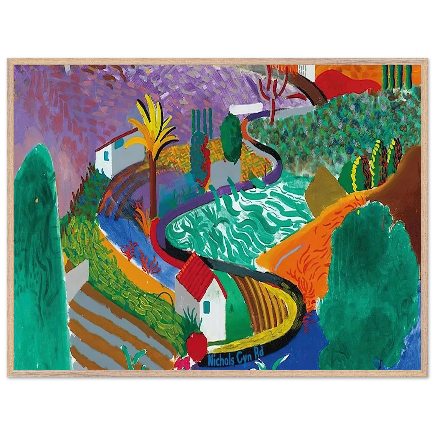 David Hockney - David Hockney Wall art - A2 (42 x 59.4  cm) - Premium Wooden Framed Poster With Fine Art Paper-canvas - White frame