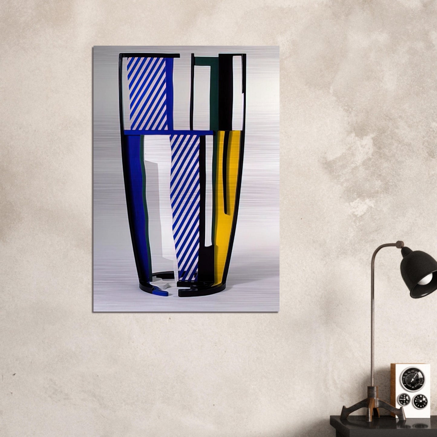 GLASS IV 1977 - Roy Lichtenstein Brushed Aluminum Print - 70x100 cm / 28x40 inches | Roy Lichtenstein Aluminum Print | Roy Lichtenstein Prints