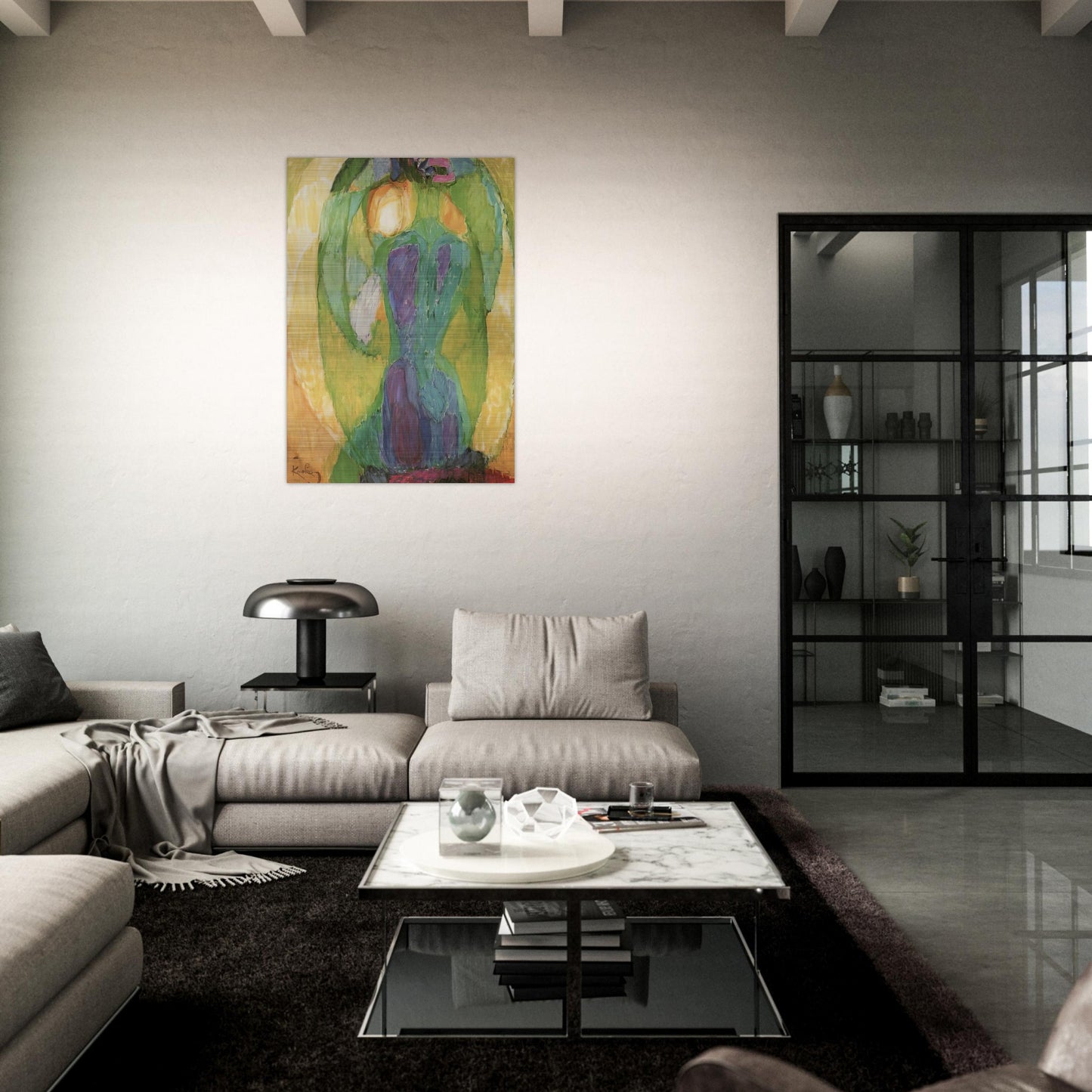 Oval mirror - Frantisek Kupka Brushed Aluminum Print - 70x100 cm / 28x40 inches | Frantisek Kupka Aluminum Print | Frantisek Kupka Prints