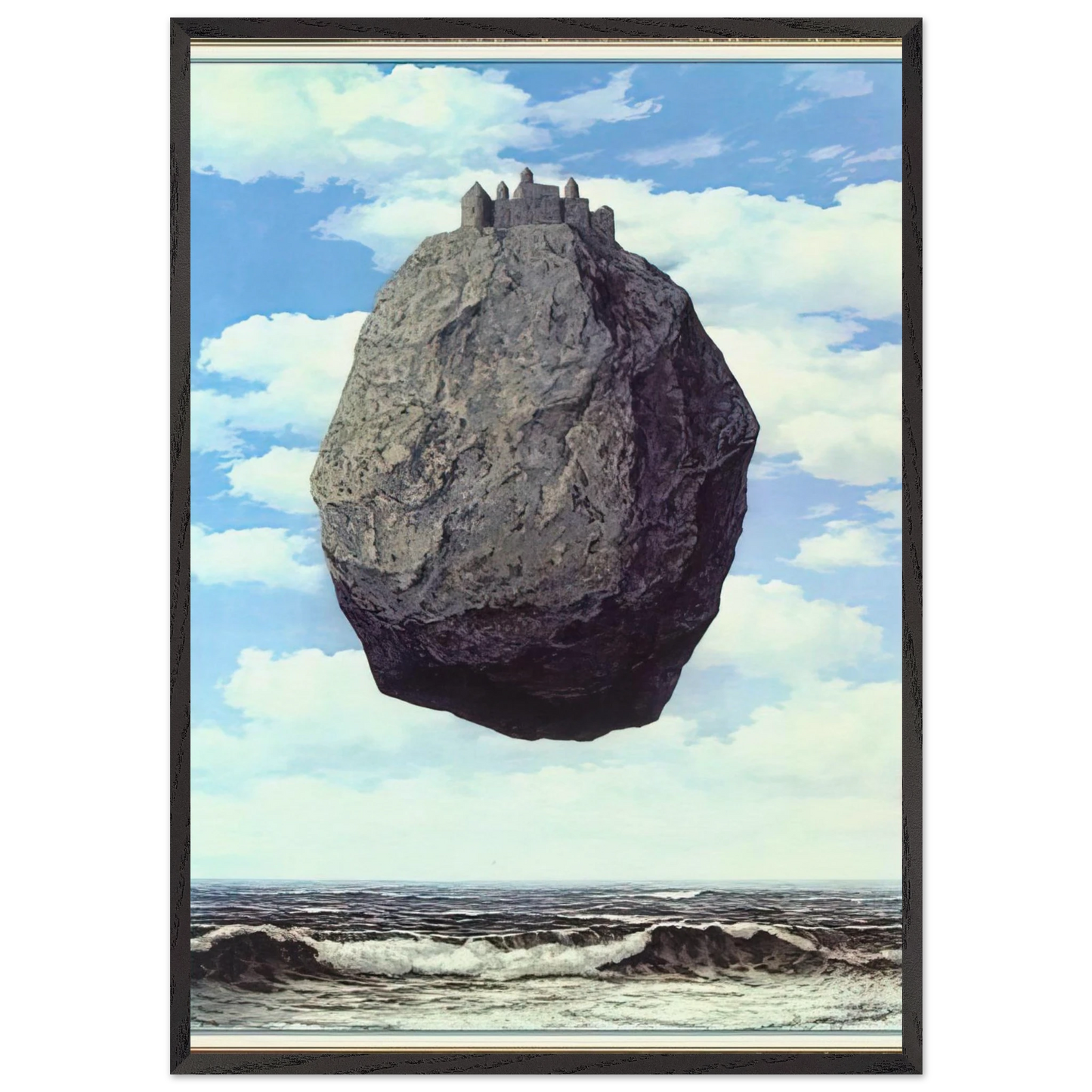 THE CASTLE OF THE PYRENEES 1959 - Rene Magritte 70x100 cm / 28x40 inches Framed Art Print – Black Wooden Frame