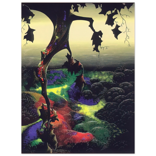 Eyvind Earle - Crimson Red and Gold  75x100 cm / 30x40inches Fine Art Poster