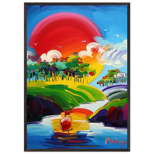 WITHOUT BORDERS 2011 - Peter Max 70x100 cm / 28x40 inches Framed Art Print – Black Wooden Frame