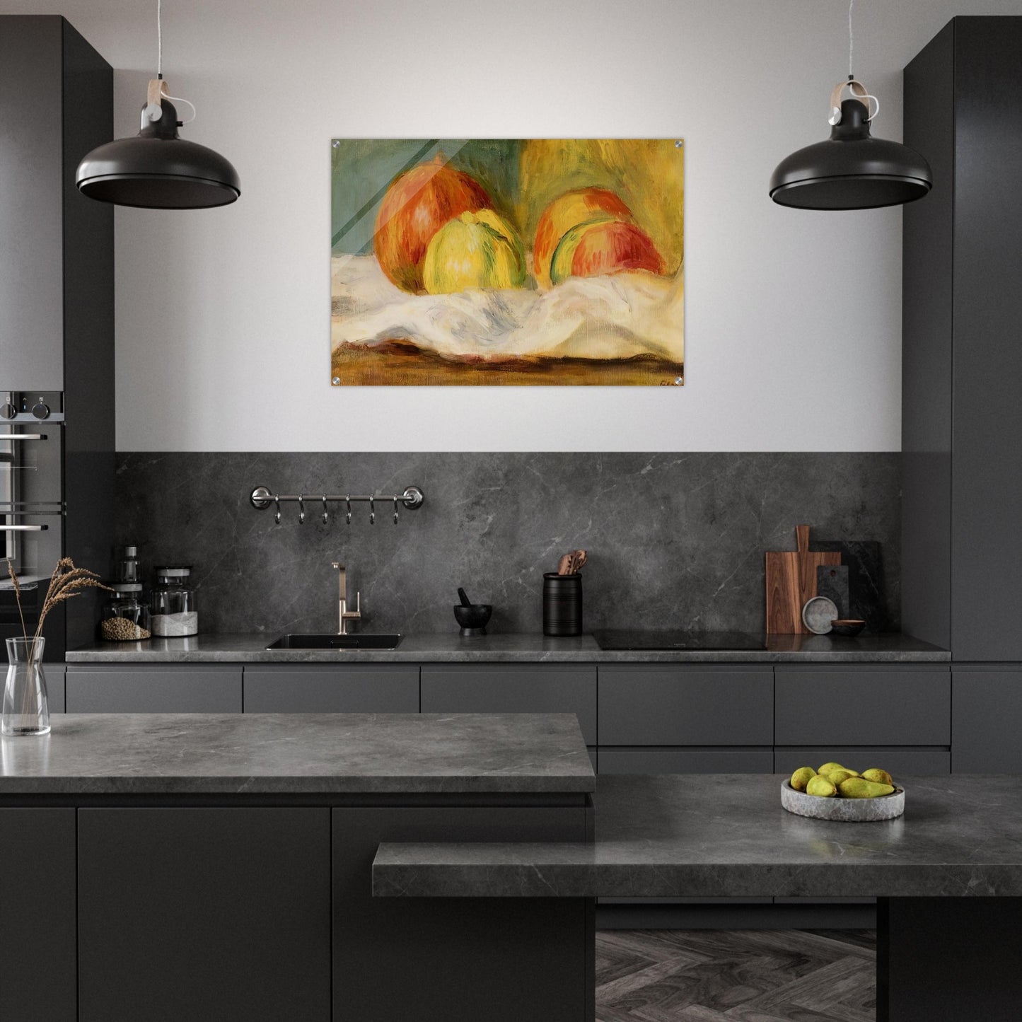 Still Life with Apples and Pomegranates - Pierre-Auguste Renoir Acrylic Print - 70x100 cm / 28x40″ inches