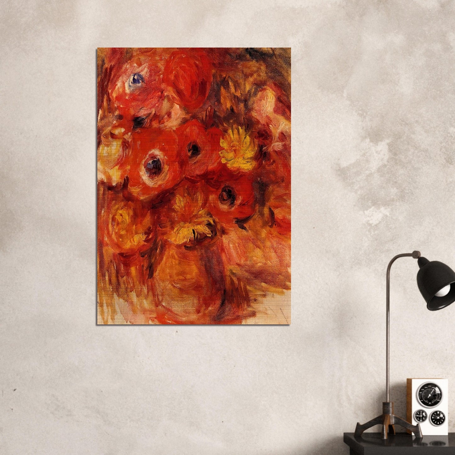 Vase of Anemones - Pierre-Auguste Renoir Brushed Aluminum Print - 70x100 cm / 28x40 inches | Pierre-Auguste Renoir Aluminum Print | Pierre-Auguste Renoir Prints