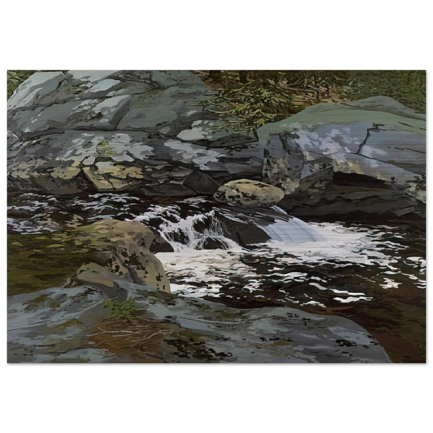 Cascade - 1974 - Neil Welliver Brushed Aluminum Print - 70x100 cm / 28x40 inches | Neil Welliver Aluminum Print | Neil Welliver Prints