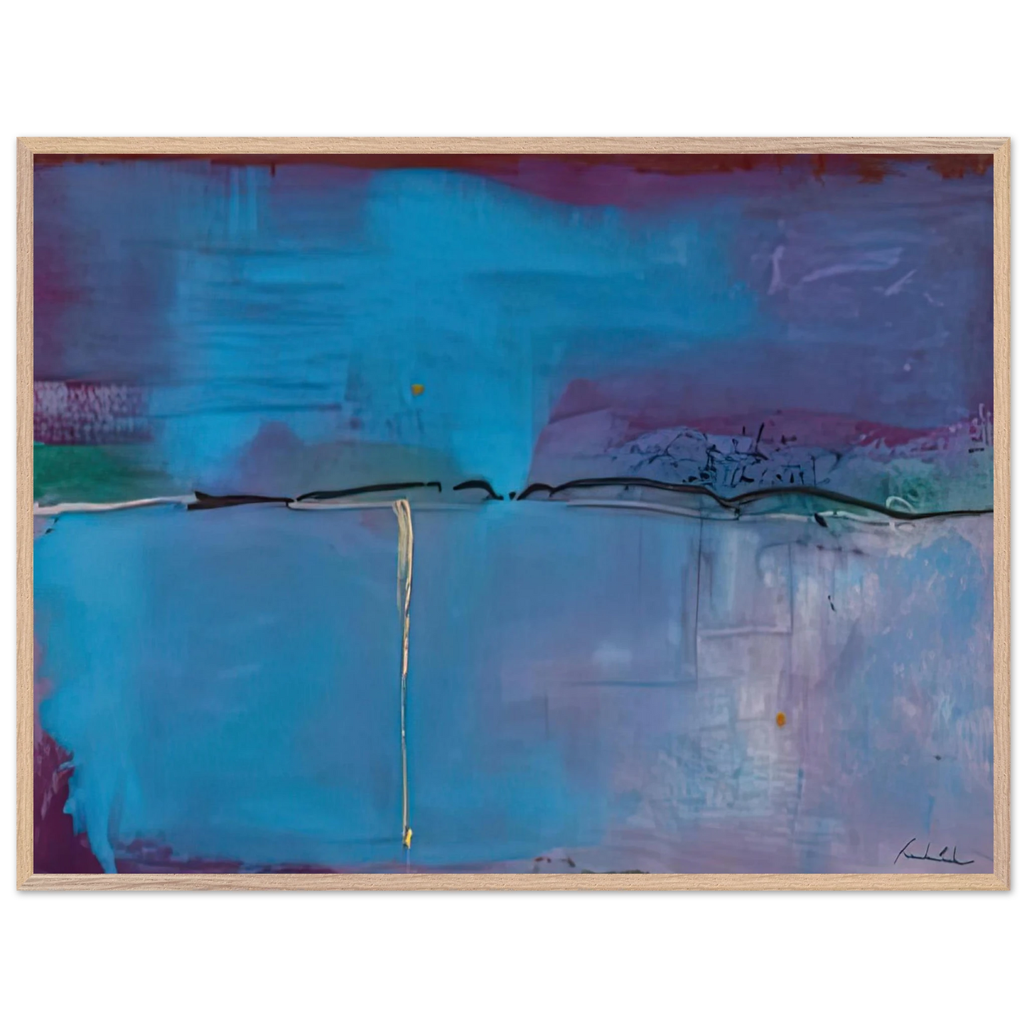 Helen Frankenthaler - Zone Blue, 1994- Wall Art - 30x40 cm / 12x16 inches - Premium Wooden Framed Poster With Fine Art Paper-canvas - White frame