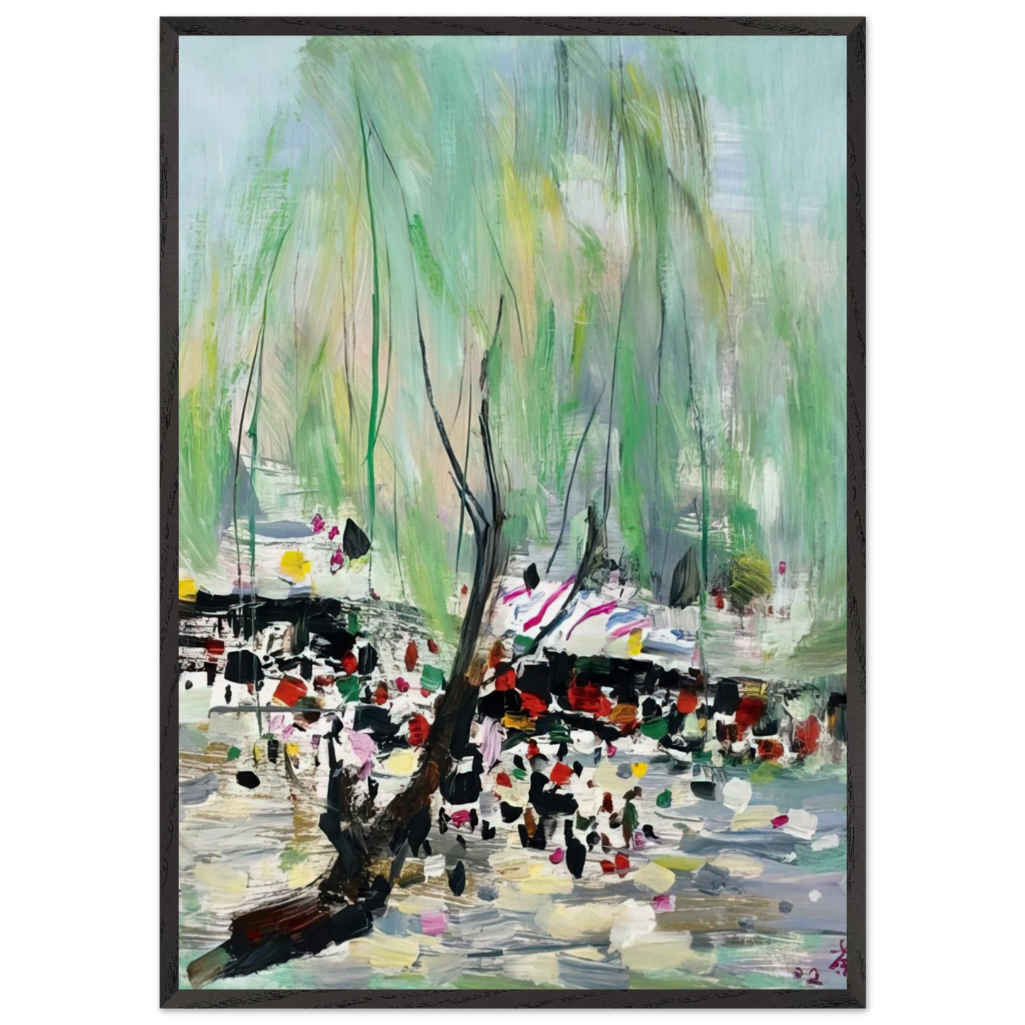 Love in Fangzhuang - 2002 - Wu Guanzhong 70x100 cm / 28x40 inches Framed Art Print – Black Wooden Frame