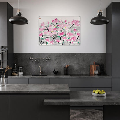 Lotus under the sun - 2001 - Wu Guanzhong Acrylic Print - 70x100 cm / 28x40″ inches