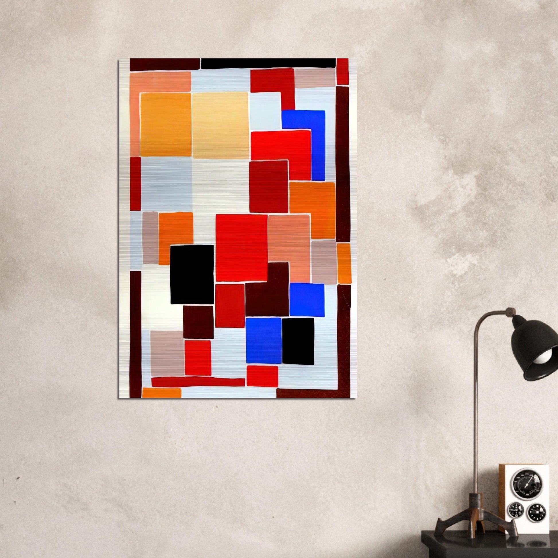 DESIGN IN THE STYLE OF MONDRIAN POSSIBLY FOR A RUG FROM COMPOSITIONS COLOURS IDEAS 1931 - Sonia Delaunay Brushed Aluminum Print - 70x100 cm / 28x40 inches | Sonia Delaunay Aluminum Print | Sonia Delaunay Prints
