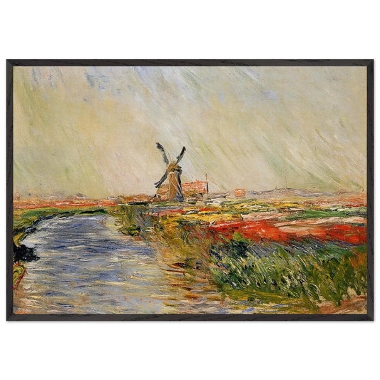 Tulip Field in Holland - claude monet 70x100 cm / 28x40 inches Framed Art Print – Black Wooden Frame