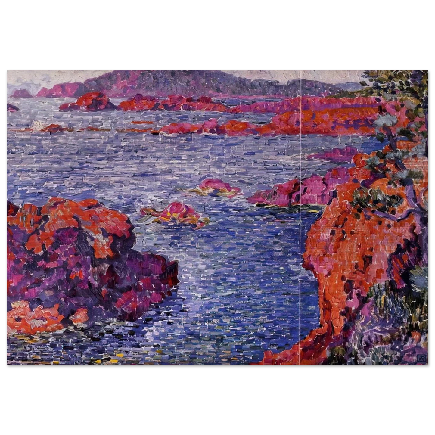 ROCKS AT ANTHEOR 1906 - Theo van Rysselberghe Brushed Aluminum Print - 70x100 cm / 28x40 inches | Theo van Rysselberghe Aluminum Print | Theo van Rysselberghe Prints