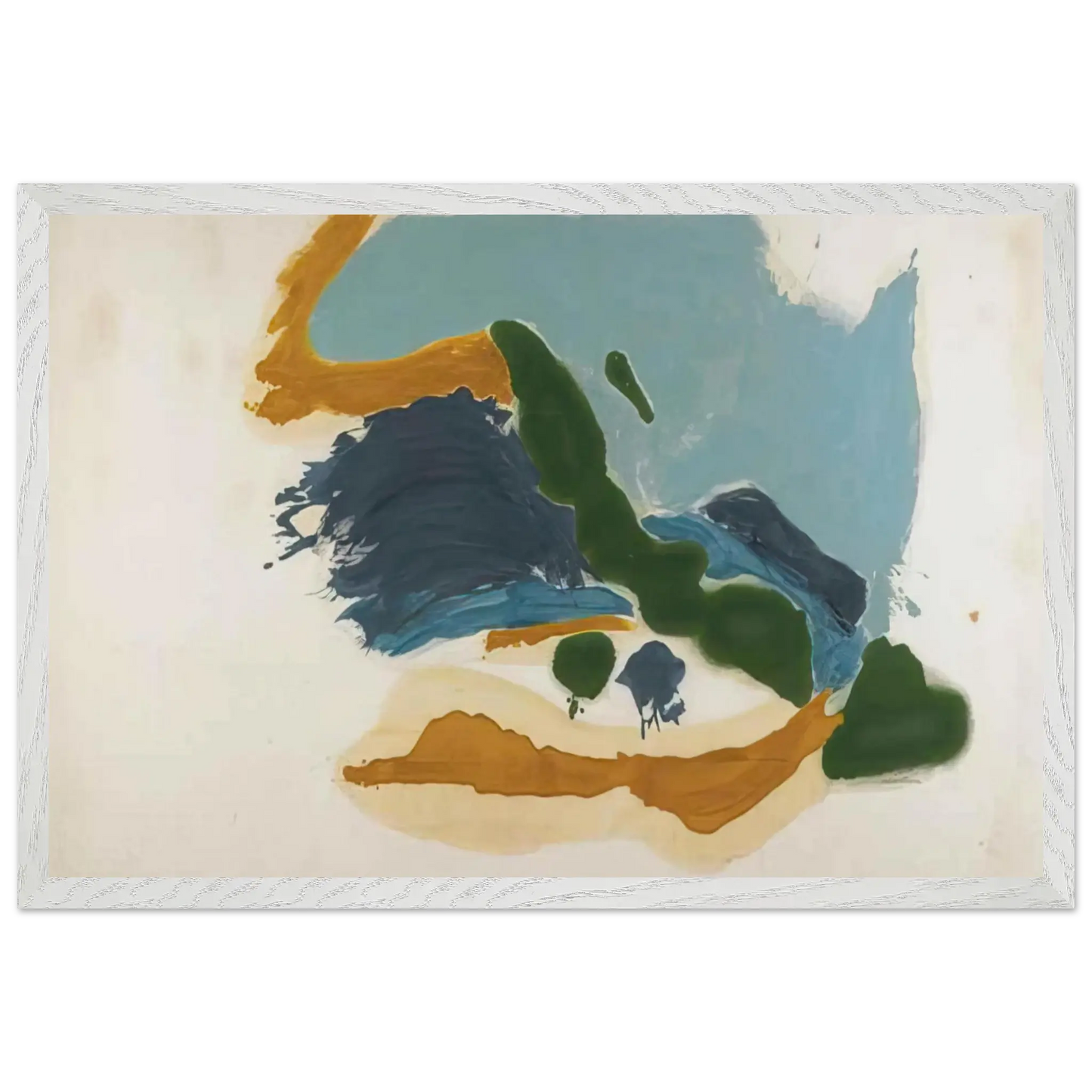 Helen Frankenthaler - Tuscany - 1963 Wall art - 28x43  cm / XL (11x17 Inches) - Premium Wooden Framed Poster With Fine Art Paper - White frame