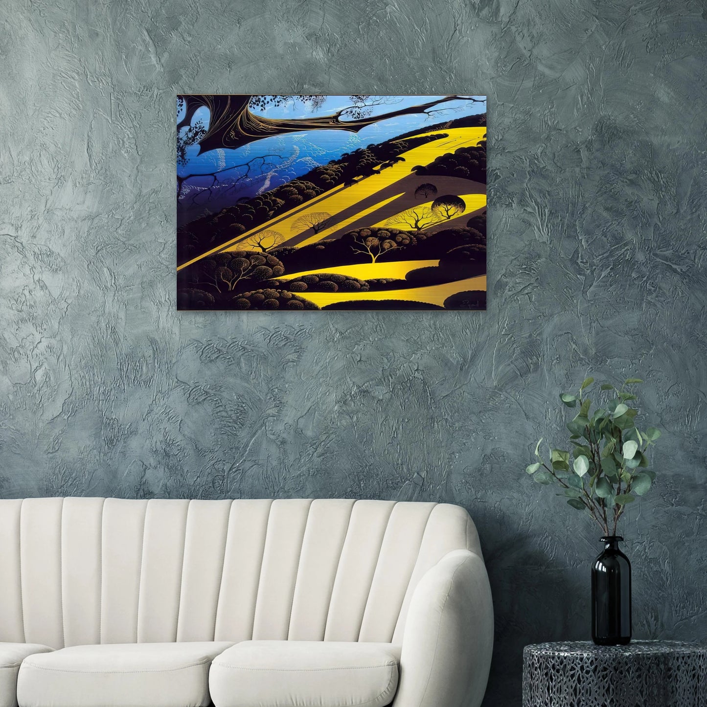 Gaviota Pass - Eyvind Earle Brushed Aluminum Print - 70x100 cm / 28x40 inches | Eyvind Earle Aluminum Print | Eyvind Earle Prints