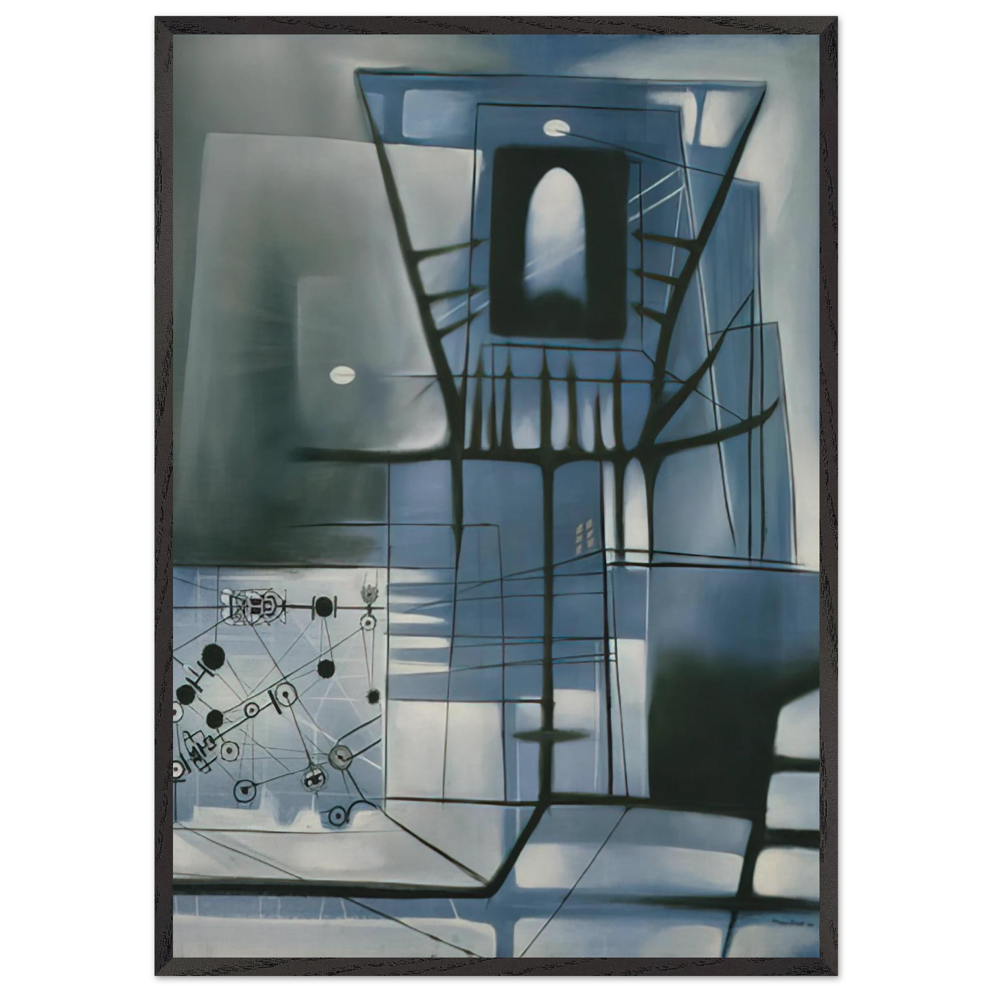 A Time for Fear - 1949 - Jimmy Ernst 70x100 cm / 28x40 inches Framed Art Print – Black Wooden Frame
