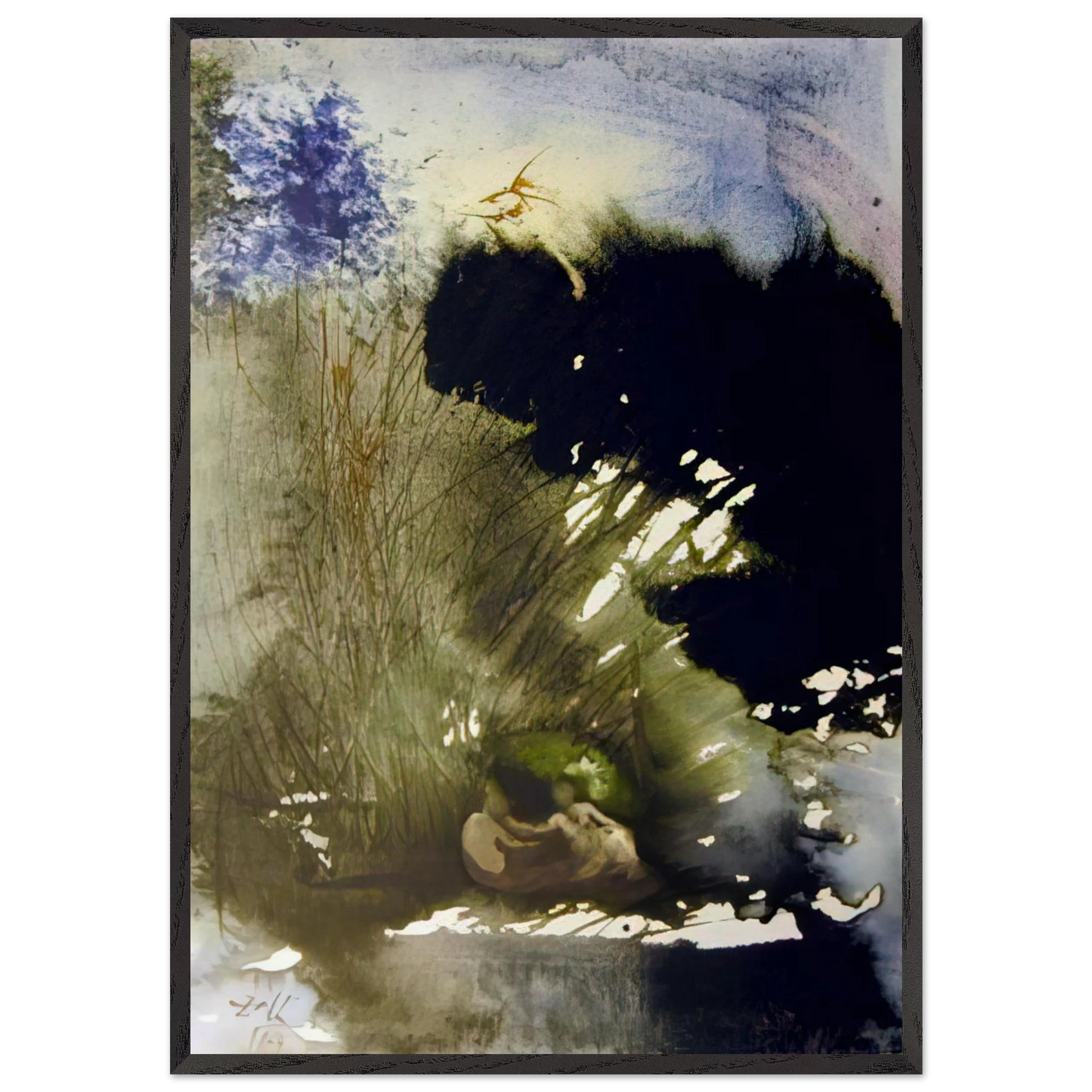 VIR ET MULIER IN PARADISO VOLUPTATIS 1967 - Salvador Dali 70x100 cm / 28x40 inches Framed Art Print – Black Wooden Frame