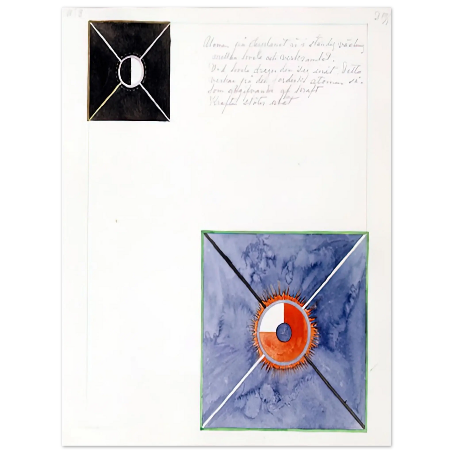 Hilma af Klint - ATOM SERIES NO 8 ATOM ON THE ETHER PLANE IS IN CONSTANT CHANGE BETWEEN REST AND ACTIVITY AT THE 1917 Wall art - 70x100 cm / 28x40 Inches - Fine Art Poster - -