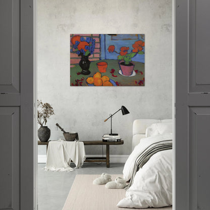 STILL LIFE WITH FLOWERS AND ORANGES 1909 - Alexej von Jawlensky Brushed Aluminum Print - 70x100 cm / 28x40 inches | Alexej von Jawlensky Aluminum Print | Alexej von Jawlensky Prints