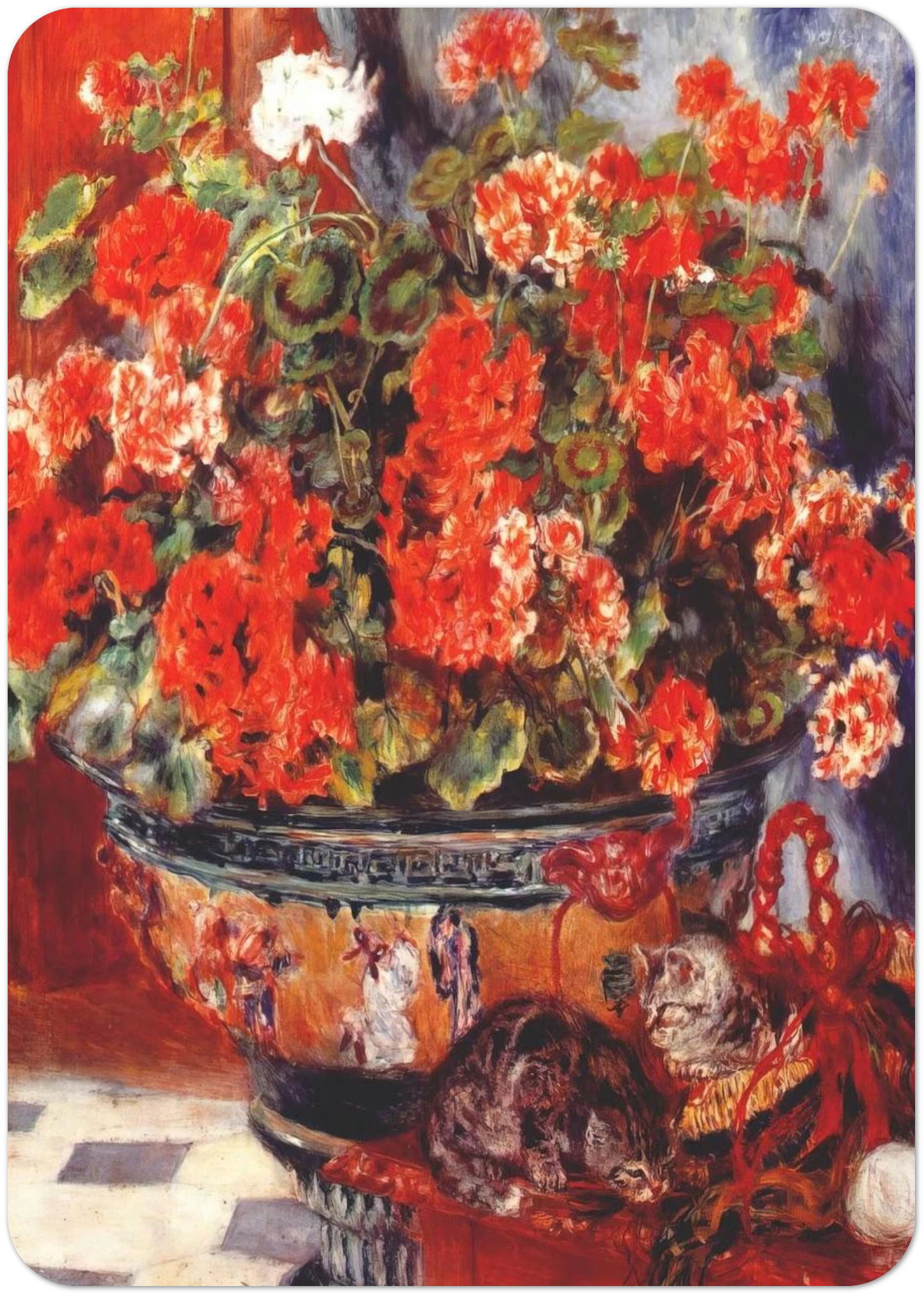 Geraniums and Cats By Pierre-Auguste Renoir Pack of 10 Post Cards | Pierre-Auguste Renoir Post Cards | A6 (10.5 x 14.8 cm) - 4.1 x 5.8 inches