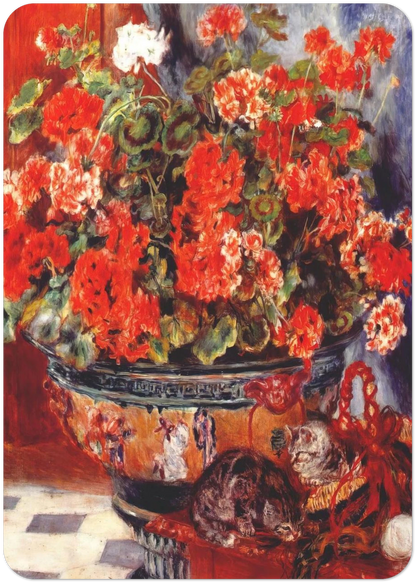 Geraniums and Cats By Pierre-Auguste Renoir Pack of 10 Post Cards | Pierre-Auguste Renoir Post Cards | A6 (10.5 x 14.8 cm) - 4.1 x 5.8 inches