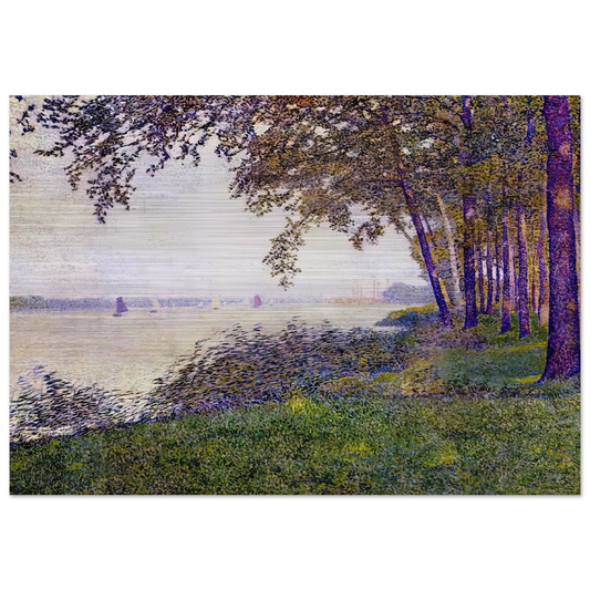 THE SCHELDE UPSTREAM FROM ANTWERP AFTER FOG 1892 - Theo van Rysselberghe Brushed Aluminum Print - 70x100 cm / 28x40 inches | Theo van Rysselberghe Aluminum Print | Theo van Rysselberghe Prints