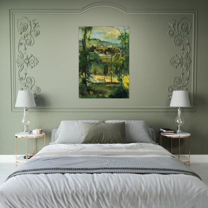 Village behind Trees - Paul Cézanne Brushed Aluminum Print - 70x100 cm / 28x40 inches | Paul Cézanne Aluminum Print | Paul Cézanne Prints