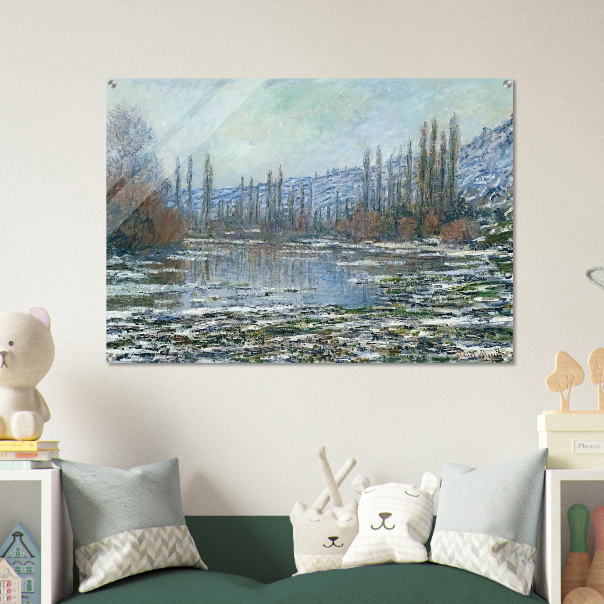 The Thaw at Vetheuil - claude monet Acrylic Print - 70x100 cm / 28x40″ inches | claude monet Wall Art | claude monet Prints