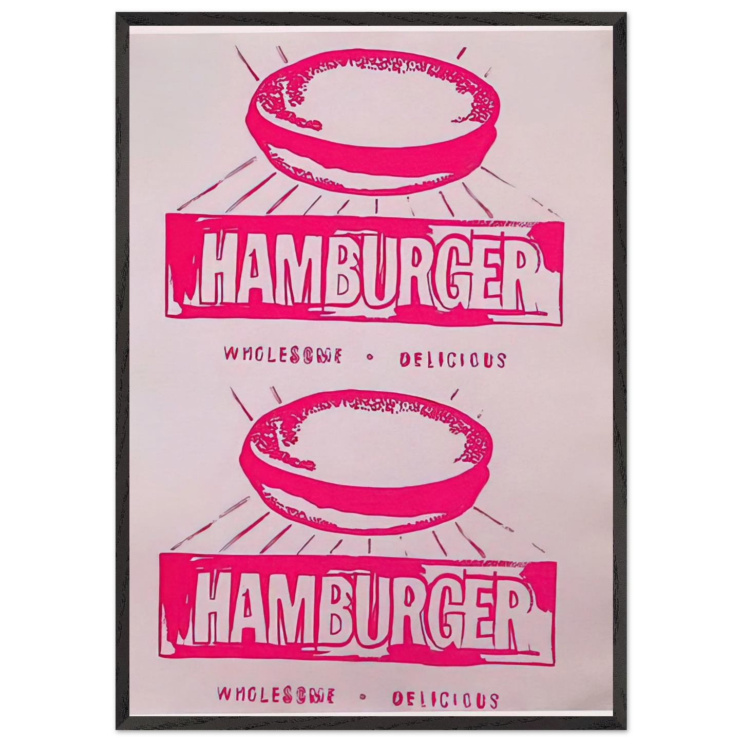 Double Hamburger - Andy Warhol 70x100 cm / 28x40 inches Framed Art Print – Black Wooden Frame
