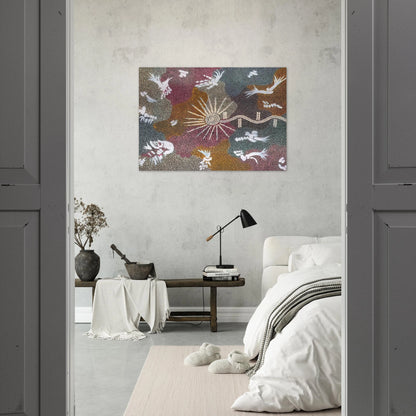 Lightning Dreaming - 1999 - Clifford Possum Tjapaltjarri Brushed Aluminum Print - 70x100 cm / 28x40 inches | Clifford Possum Tjapaltjarri Aluminum Print | Clifford Possum Tjapaltjarri Prints