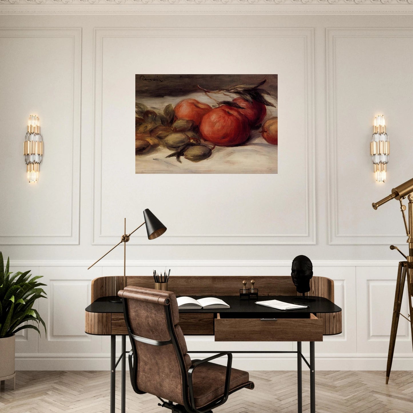 Still Life with Apples and Almonds - Pierre-Auguste Renoir Brushed Aluminum Print - 70x100 cm / 28x40 inches | Pierre-Auguste Renoir Aluminum Print | Pierre-Auguste Renoir Prints