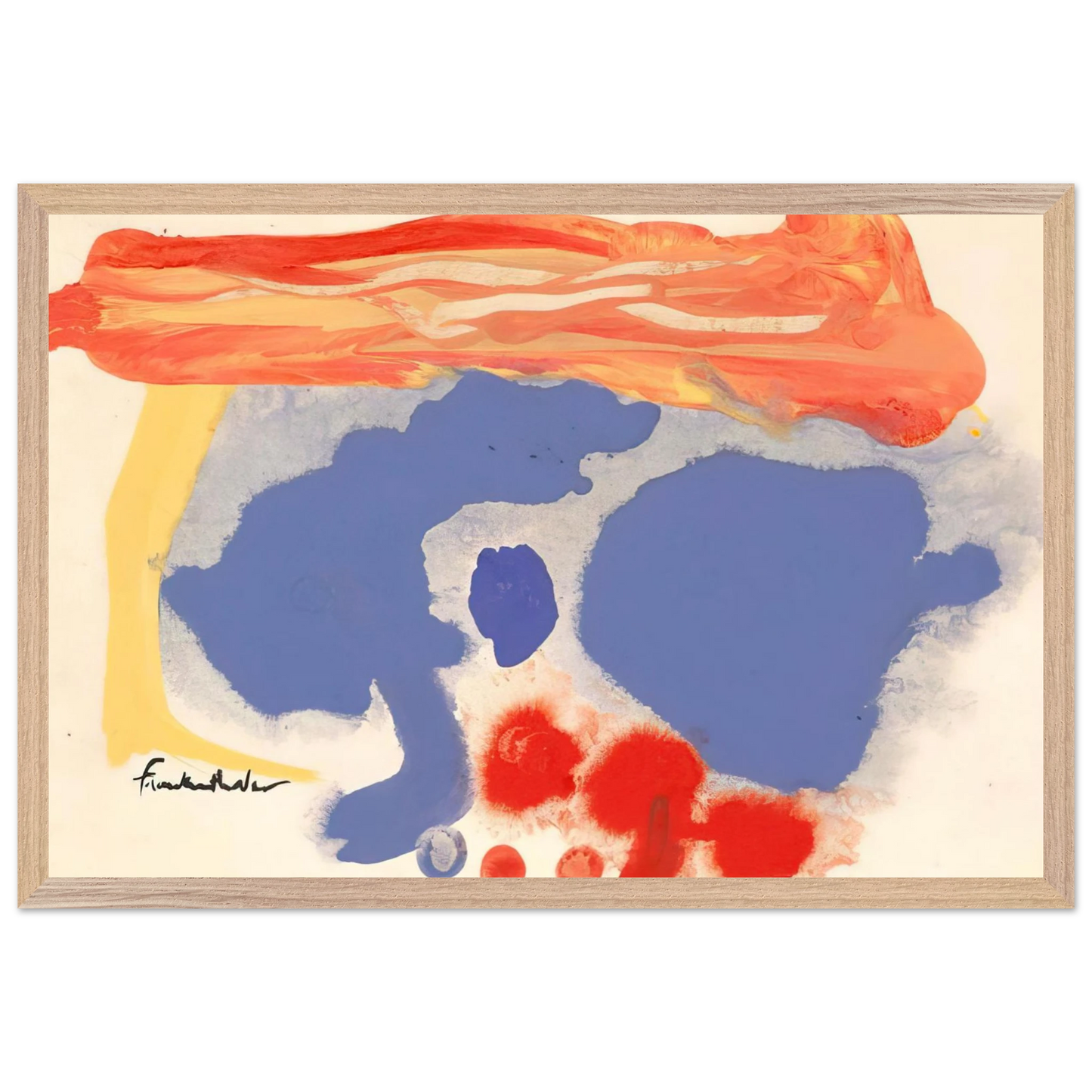 Helen Frankenthaler - Summerscene, Provincetown - 1961 Wall art - 45x60 cm / 18x24 inches - Premium Wooden Framed Poster With Fine Art Paper-canvas - White frame